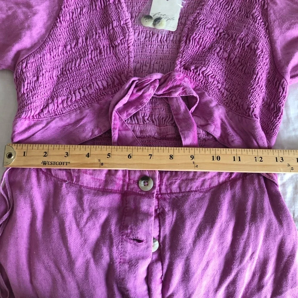 NWT Free People String of Hearts Pink Ruched Maxi Cutout Dress S